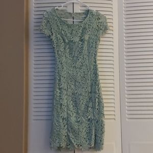Hidden talent backless sage green lace dress